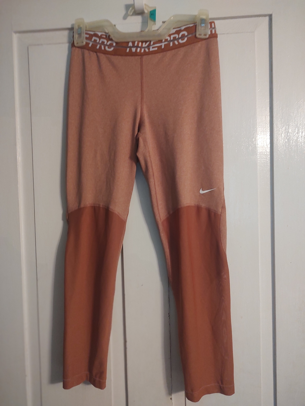 Nike Pro Dri-FIT Women's Colorblock Ankle Leggings Brown Size M Stretch Pull On
